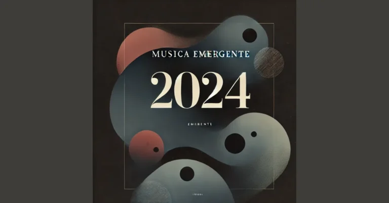 DALL·E 2024-07-15 16.39.18 - A minimalist cover for 'Musica Emergente 2024'. The image should feature a dark background with a few subtle, dark-colored abstract shapes. The text '